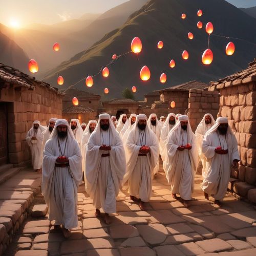 A sacred valley at sunrise representing Yezidi mythology.