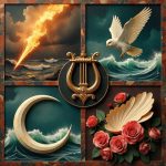 major Greek god symbols arranged in a dramatic layout