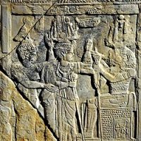 A stone wall carving involving the Kushite Lunar goddess Amesami