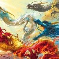 Mythlok - Ao Shun 4 dragons Modern illustration of the 4 Dragons in Chinese mythology including Ao Shun