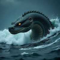 Mythlok - Cai Cai Vilu A colossal Mapuche water serpent, Cai Cai-Vilu, rising from the stormy ocean
