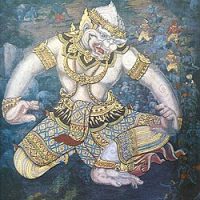 Mythlok - Cambodian Hanuman art Traditional painting of Cambodian Monkey god Hanuman