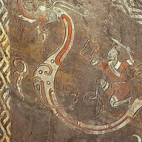 Ancient drawing of the Chinese flying dragon Feilong