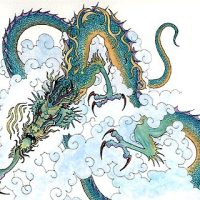 Mythlok - Jiaolong modern Modern illustration of the Chinese flood dragon Jiaolong