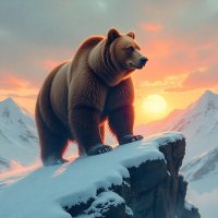 Mythlok - Kim-un-Kamuy A colossal sacred brown bear embodying Kim-un-kamuy