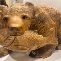 Mythlok - Kim-un-Kamuy wooden carving Wooden carving of the Ainu Bear god Kim-un-Kamuy