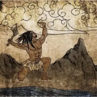 Mythlok - Pangu painting Painting of the Chinese creator giant Pangu holding up the sky