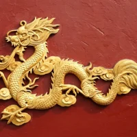 Golden figurine of the Chinese Dragon Panlong