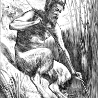 A drawing about the Creole forest god Papa Bois