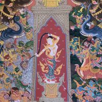 Traditional painting of the Laotian and Thai goddess Phra Mae Thorani
