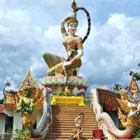 Statue of the Laotian and Thai goddess Phra Mae Thorani