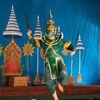An actor playing the role of Thai god Phra Ram on stage