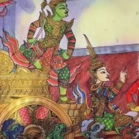 Traditional painting of the Cambodian god Preah Ream