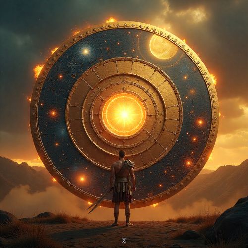 Depiction of the Shield of Achilles forged by Hephaestus.