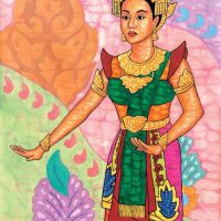 Traditional painting of the Malaysian cultural heroine Siti Dewi