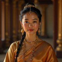 Thida, the mortal Burmese princess from the Yama Zatdaw, shown in traditional royal attire