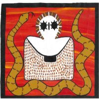 A traditional cave painting depicting the Rainbow Serpent Wunggurr