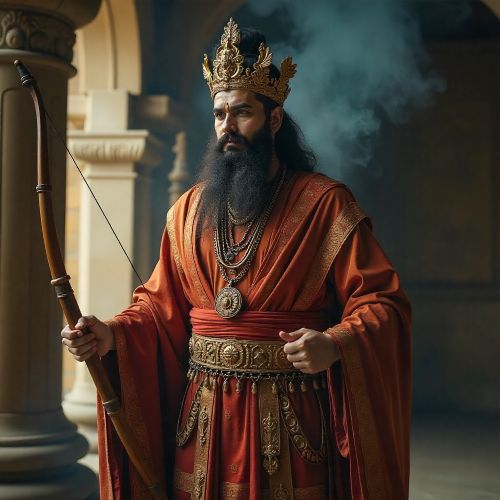 Yama (Burmese Rama) standing in traditional Burmese royal attire