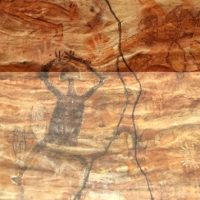 Cave paintings featuring the Koori vampire Yara-ma-yha-who
