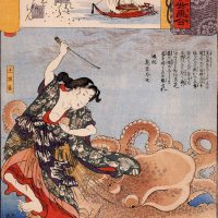 Mythlok - Akkorokamui traditional Traditional painting of the Ainu octopus god Akkorokamui