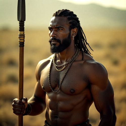 Angabo, the Ethiopian serpent-slaying hero, shown as the central figure