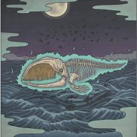 Modern illustration of the Japanese ghost whale Bakekujira