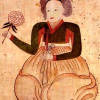 Ancient painting of Korean goddess Bari Gongju