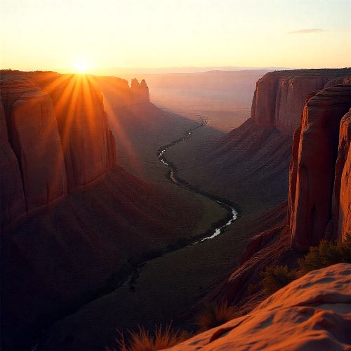 landscape of Canyon de Chelly at sunrise,