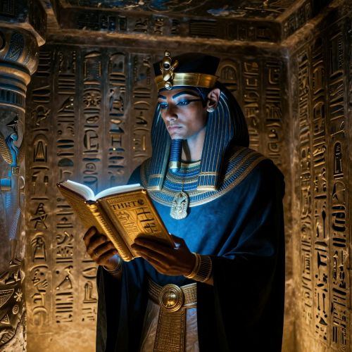Curse of Setna : Egypt’s Tale of Punishment and Power a dimly lit ancient Egyptian tomb. Prince Setna stands holding the glowing Book of Thoth before the Curse of Setna