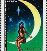Stamp featuring Eigigu, the Nauru moon bride