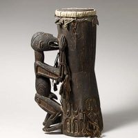 Traditional wooden carving of the Asmat god Fumeripits