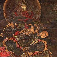Traditional painting of the Japanese God Gozu Tenno