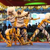 Dance performance representing the Tulu tiger spirit Huli Daiva