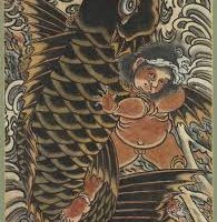 Traditional painting of the Japanese hero Kintaro