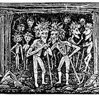 Classical drawing of the Cornish protector Knockers