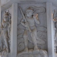 Wall carving of the Korean creator god Mireuk