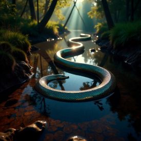 Mythlok - Noongar_ the Noongar rainbow serpent, winding through a lush Southwest Australian landscape representing Noongar mythology