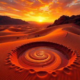 Mythlok - Pintupi_ ndless red desert dunes and rocky hills of the Western Desert representing Pintupi mythology