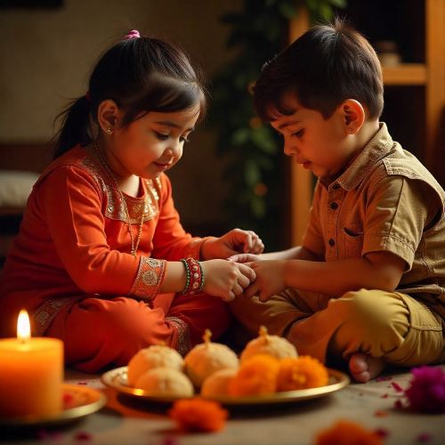 a traditional Raksha Bandhan ceremony.