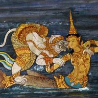 Classical painting of the Thai mermaid Suvannamaccha