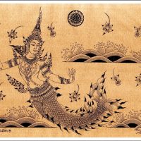 Classical painting of the Thai mermaid Suvannamaccha
