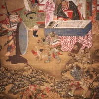 Ancient painting representing Korean god Yeomna in court